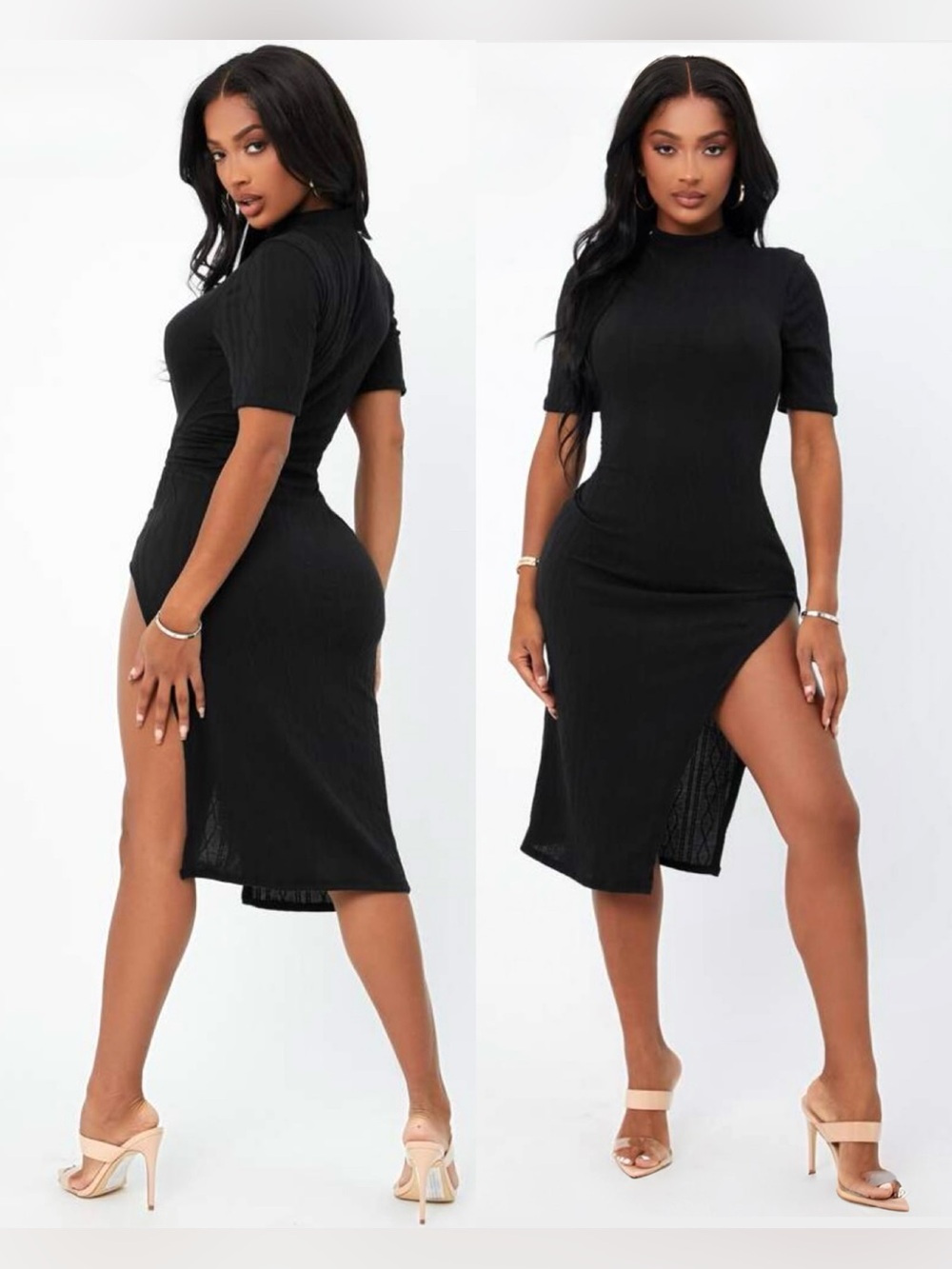 NWT✨ SHEIN SXY Black Split Thigh Dress